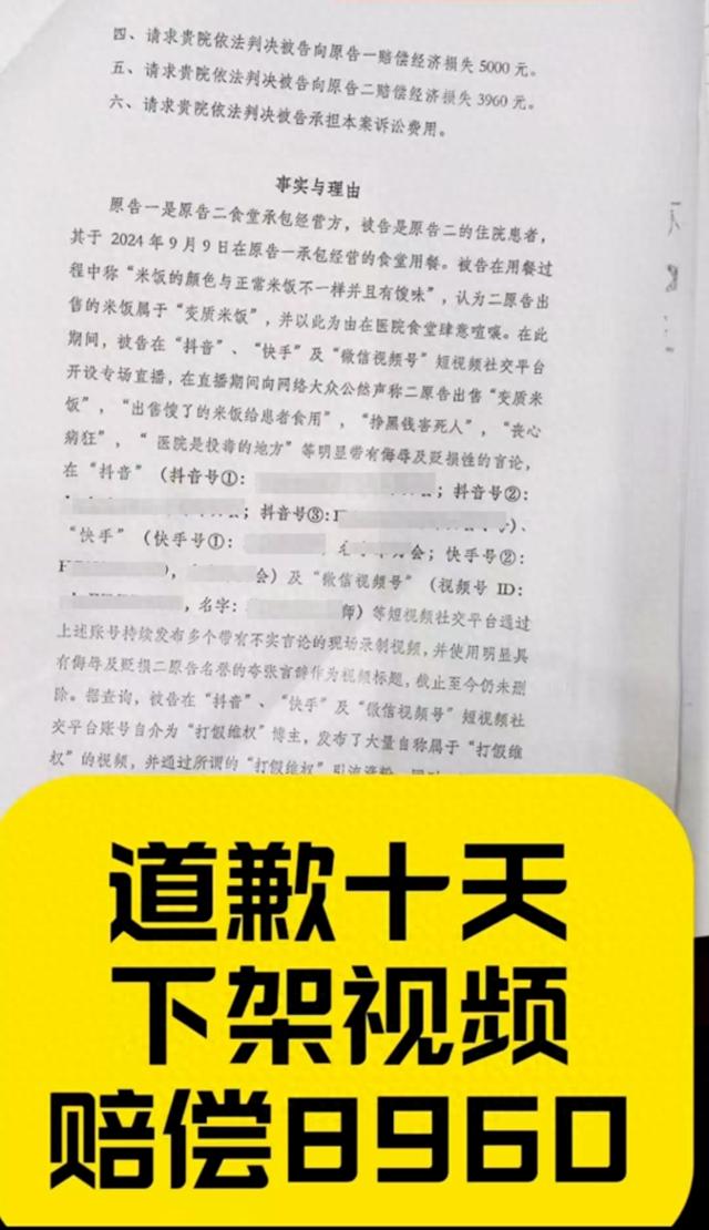 博主维权遭遇，投诉医院售卖变质米饭引发诉讼_解释定义